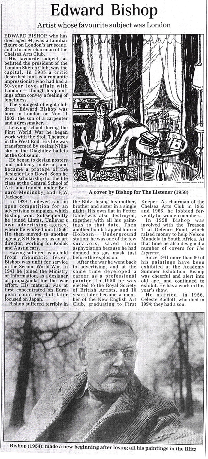 Edward Bishop Obituary Daily Telegraph June 1997